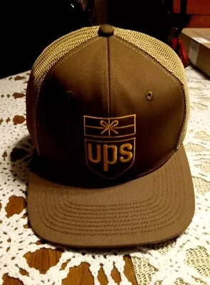 Trucker Hat Brown Yellow U P S Mesh Snap Back Made In The USA ORIGINAL • $26