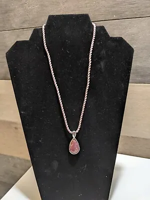 GORGEOUS Lepidolite Purple/Rose Tear Drop S/S Pendant Necklace - 15.5 -18   • $49.99