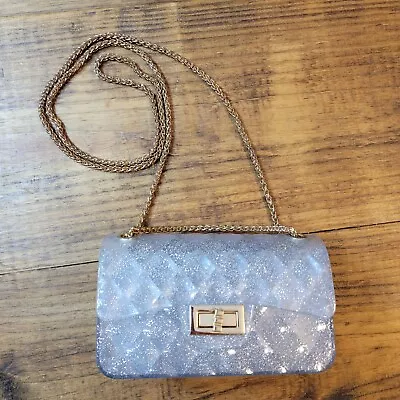 £24.20 • Buy Jelly Clear Glitter Translucent Purse Small Crossbody Gold Chain Strap Y2K 90s 