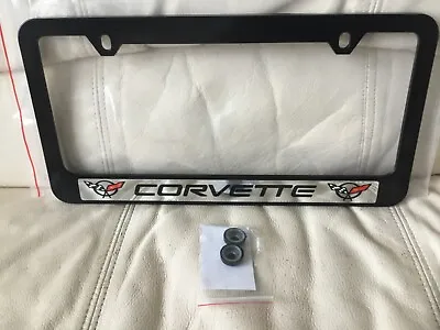 Chevrolet Corvette C5 Dual Logo Real Black License Plate Frame-Same Day Freeship • $29.99