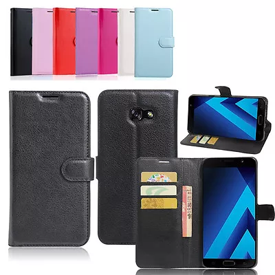 Leather ID Wallet Flip Case Cover For Samsung Galaxy A3 A7 2017 Screen Protector • $7.49