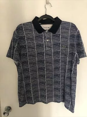 Lacoste Polo Shirt Size XL/ Extra Large Mens Blue Striped Short Sleeve • £22.99