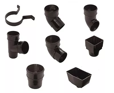 Rainwater Down Pipe Accessories - Black Round Pipe - Black Downpipe Components • £10.65