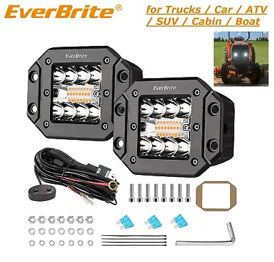 EverBrite 2-PK Led Light Pods 48W 6 Modes Off Road Fog Driving Light Flush Mount • $26.39