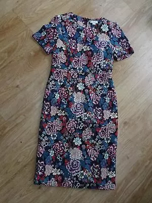 MONSOON Ladies Multi Floral Tapestry Pattern Midi Length Dress UK 10 EXCELLENT • £13.99