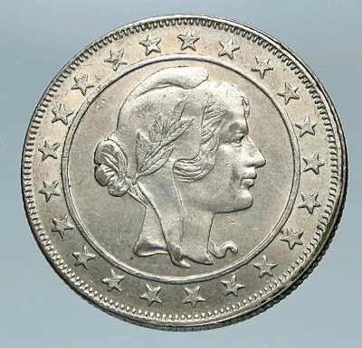 1928 BRAZIL Woman Of Republic OLD Antique Brazilian Silver 2000 Reis Coin I84122 • $88.65