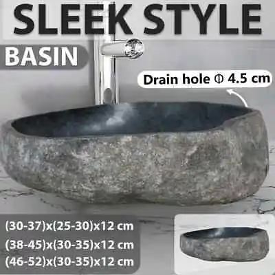 Basin Natural River Stone Oval Bathroom Sink Washroom Bowl Vanity Multi Sizes • $230.12