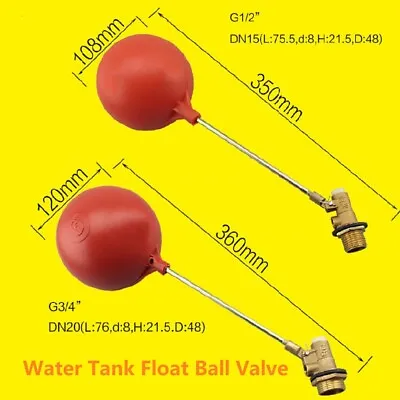 £15.55 • Buy Generic Water Tank Float Valve Cock Plastic Brass Float Ball Valve Ball Cock