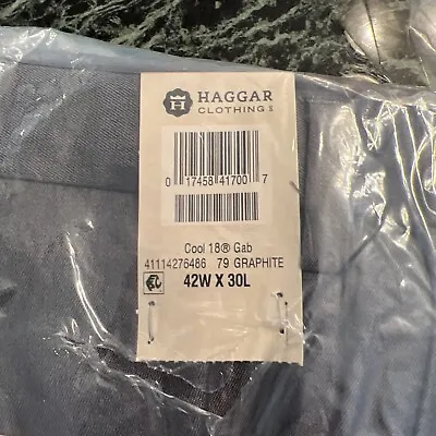 Haggar Cool 18 Performance Classic Pants Graphite 42 X 30 • $20