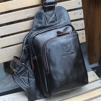 Men's Chest Bag Crossbody Bag Shoulder Bag Sling Backpack100% Genuine Leather Y • $36.09