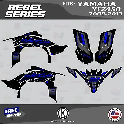 Graphics Kit For YAMAHA YFZ 450R 2009-2013 Rebel Series - BLUE-SHIFT • $235.84