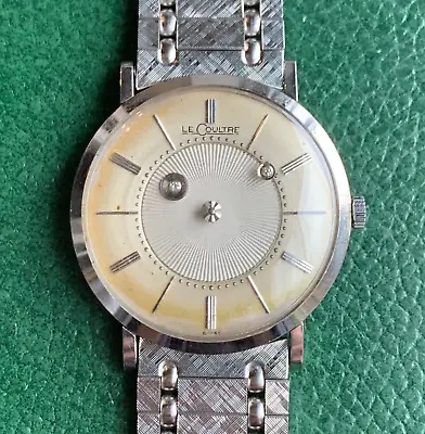 Vintage LeCoultre Galaxy 14K Solid White Gold Diamond Mystery Dial Wristwatch • $1799