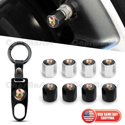 Universal Car Wheels Tire Valve Dust Stem Air Cap + Keychain With Ironman Logo • $9.99