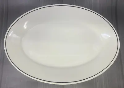 Vintage Homer Laughlin Best China Restaurant Ware Oval Platter White Black Band • $11.99