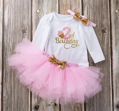 Dress Size 24 Months New Second Birthday Outfit One Year Tutu 3 Piece Headband • $12.99