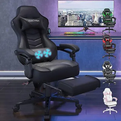 ELECWISH Racing Gaming Chair Massage Swivel Computer Office Chairs With Footrest • $159.99