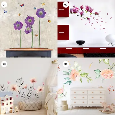 Spring Flower Butterflies Wall Stickers Decal Window Nursery Home DIY Art Decor • $15.95