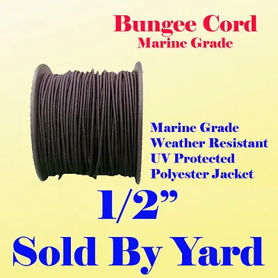 1/2   Sold By Yard Premium Marine Grade Bungee Shock Stretch Cord UV Black 12mm • $2.75