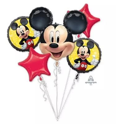 Mickey Mouse 5 Piece Anagram Balloon Bouquet Birthday Party Decorations • £14.59