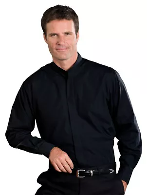 Edwards Garment Men's Long Sleeve Broadcloth Banded Collar Shirt M-3XL 1396 *New • $13.99