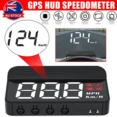 GPS Car Universal HUD Heads Up Display Digital Speedometer Speed Warning OBD2 II • $28.69