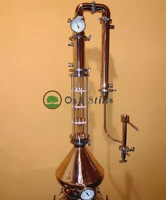 3  Glass&Copper Flute Moonshine Still Distillation Column With Copper Helmet • $1068