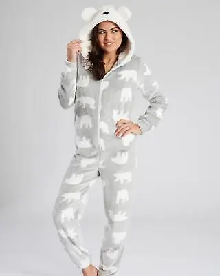 £29.99 • Buy Polar Bear 1Onesie Ladies 3D Hooded Zip Animal All In One Jumpsuit Sleepsuit