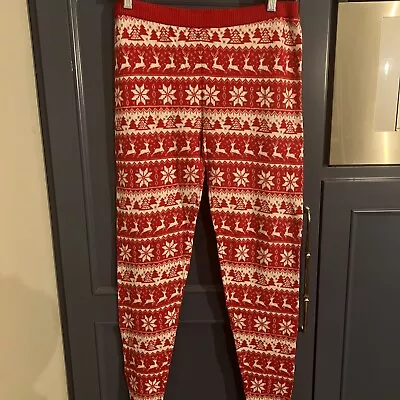 XL Red White Holiday Christmas Leggings Mossimo Festive Stretch Casual Pants • $10.50