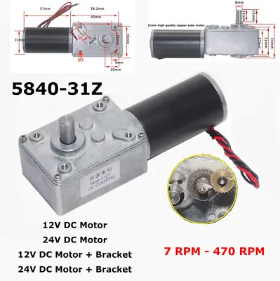 DC12V 24V 5840-31ZY Large Torque Metal Turbo Worm Gearbox Reduction Gear Motor • $31.54