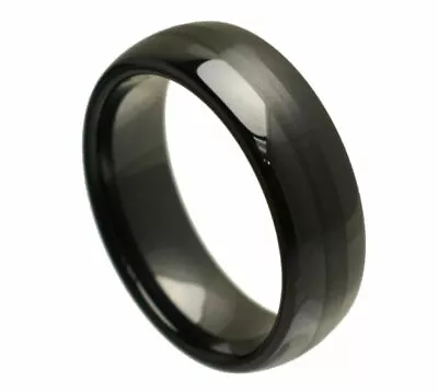 8mm Men's Or Ladie's Ceramic Domed Shape With Brushed Center Wedding Band Ring • $22.46
