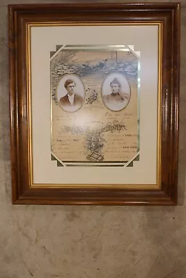 Antique 1897 Framed Marriage Certificate Tama Toledo Giger & Davis 24  By 20  • $100