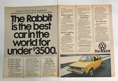 1976 Volkswagen VW Rabbit Print Ad The Best Car In The World Under $3500 2 Page • $7.32