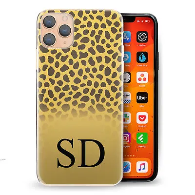Personalised Initial Phone Case;Yellow Cheetah Hard Cover With Name • $33.56