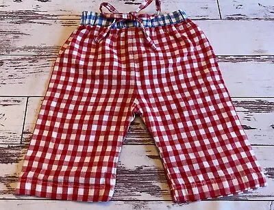 Mud Pie Gingham Bottoms Red & Blue Boys Or Girls Sz 0-6 Months Elastic Waist • $6.49