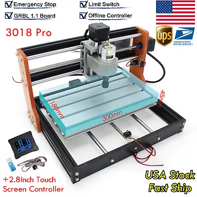 【US】CNC 3018 PRO Mini Router Engraver Machine +LimitE-Stop +Touch Controller • $173