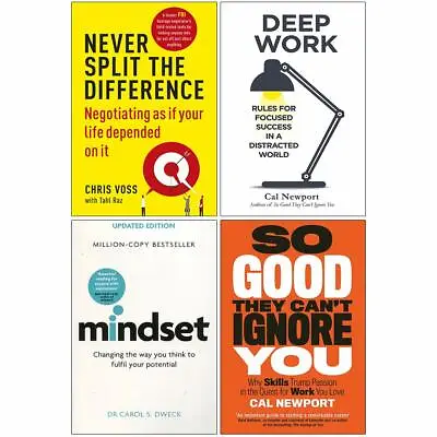 Never Split The Difference Deep Work Mindset Dr Carol Dweck 4 Books Set • $52.26