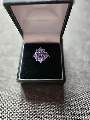 QVC White 9ct Gold Tanzanite Diamond Ring Shaped Cluster Ring Size P  • £150