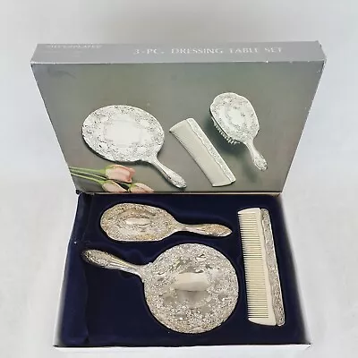 £7.99 • Buy Vintage Silverplated 3 Piece Dressing Table Set With Original Box