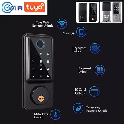 Wifi Smart Door Lock Front Deadbolts APP Fingerprint Card Keyless Digital Keypad • $109.99