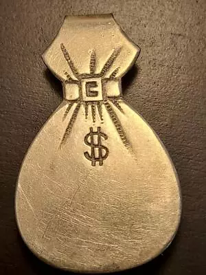 Vintage Sterling Silver Money Bag Shaped Money Clip   #a261 • $18