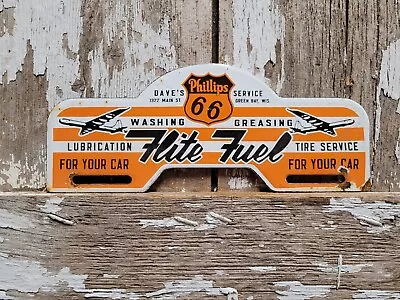 Vintage Phillips 66 Porcelain Sign Truck Stop Gas Lubrication Tire Tag Topper • $170.84