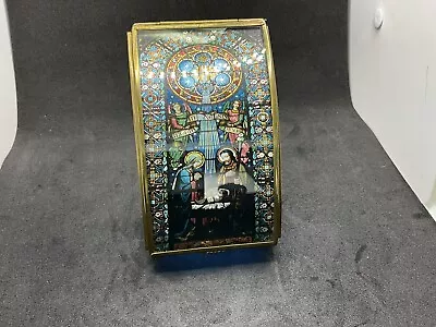 VTG Via Vermont Ave Maria Brass & Stained Glass Trinket Box • $14.98