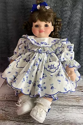 Marie Osmond Baby Marie Blue Floral Dress 17  Vinyl Doll Ships Free • $59.99