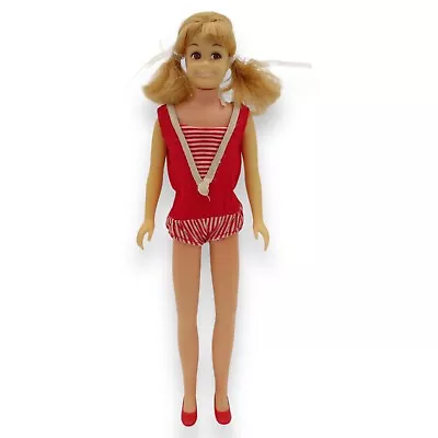 Vintage 1966 Skooter #1120 Blonde Barbie W Skipper's Red & White Swimsuit Mattel • $42.50