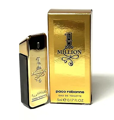 1 One Million Men Paco Rabanne Eau De Toilette Splash Mini 0.17 Oz  New In Box • $16.95