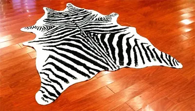 Zebra Area Rug Tricolor Cowskin Faux Cow Hide Leather Carpet Room Floor Mats • $113.99