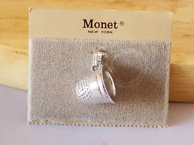 Vintage Monet New On Card Thimble Silver Tone Bracelet Charm Sewing • $18.99