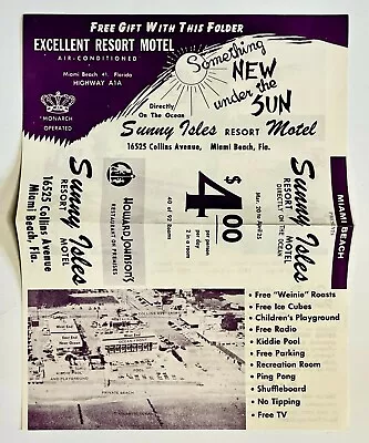 1950s Sunny Isles Resort Motel Miami Beach Florida Vintage Travel Flyer Tourist • $14.50