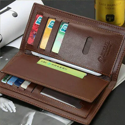 $7.56 • Buy Business Men's Leather Long Wallet ID Credit Card Holder Bifold Purse Clutch US