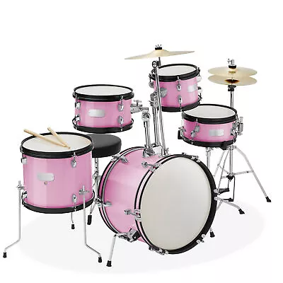 5-Piece Junior Drum Set - Beginner Percussion Kit - Pink • $171.95